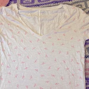 GAP/ V-neck shirt/ Flamingo Print/ Size XS